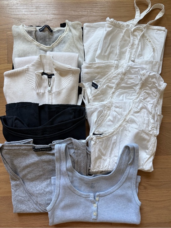 Brandy Melville Tops - Mixed Women's Brandy Melville Tops Bundle — White, Black, Gray, Light Blue
